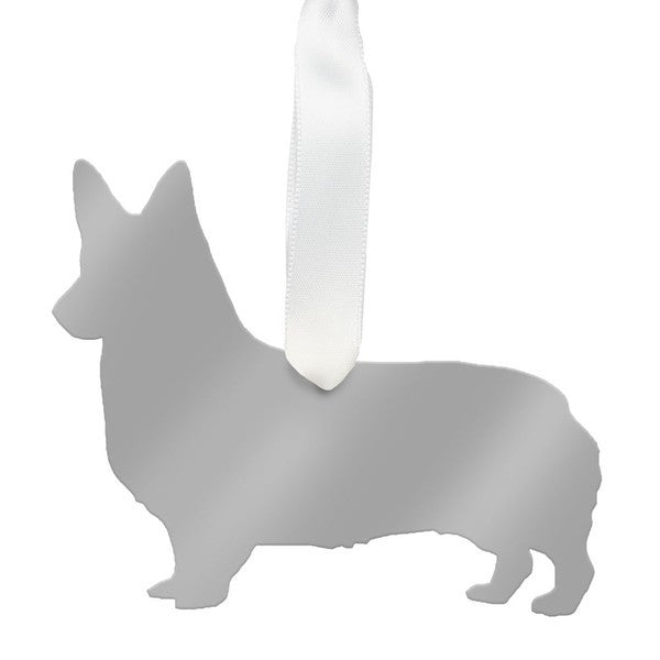 moon and lola christmas corgi christmas ornament - silver