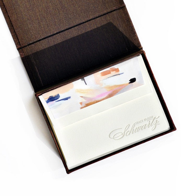 petite brown silk stationery box - p9