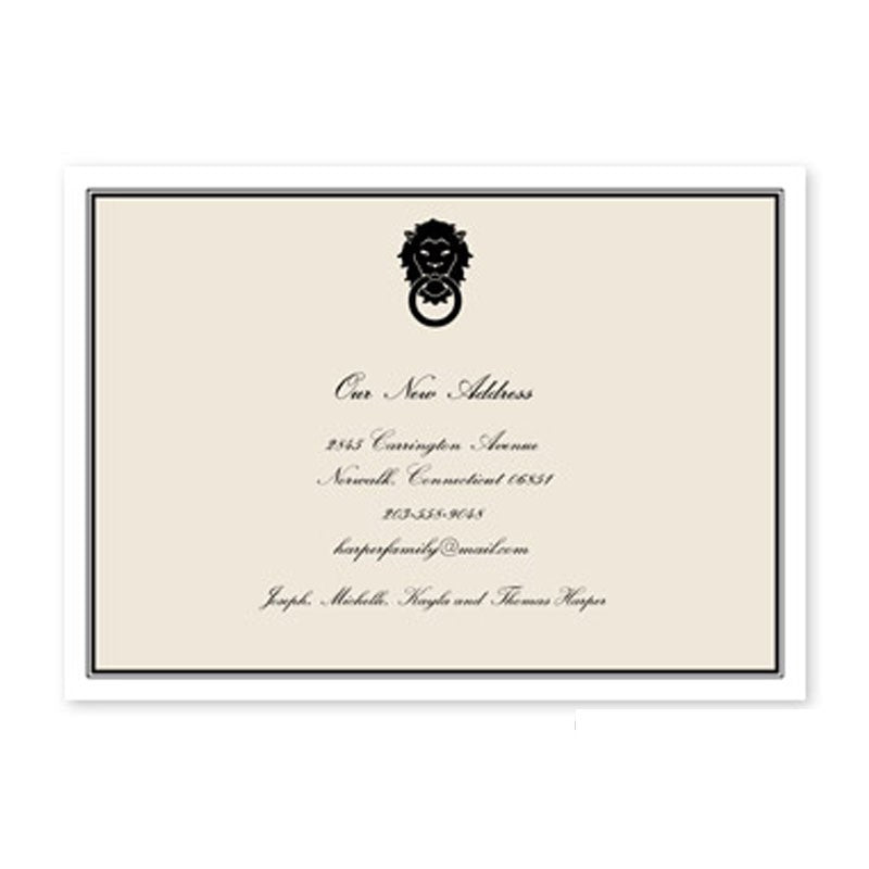 boatman geller lion door knocker invitation card
