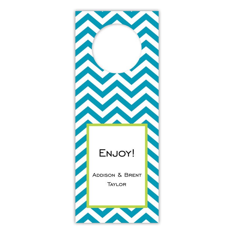 boatman geller chevron turquoise wine tags
