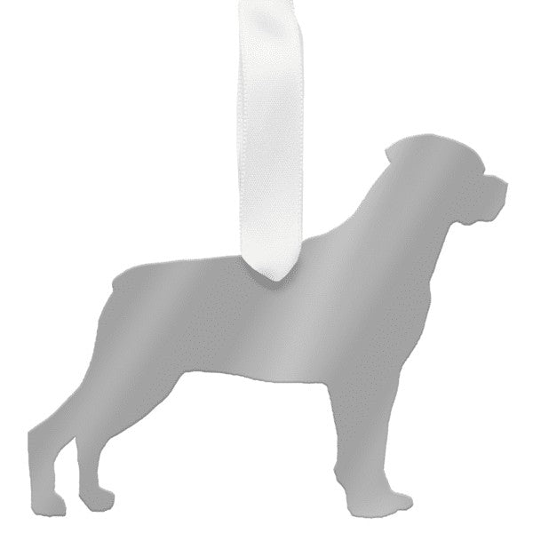 moon and lola rottweiler christmas ornament - silver