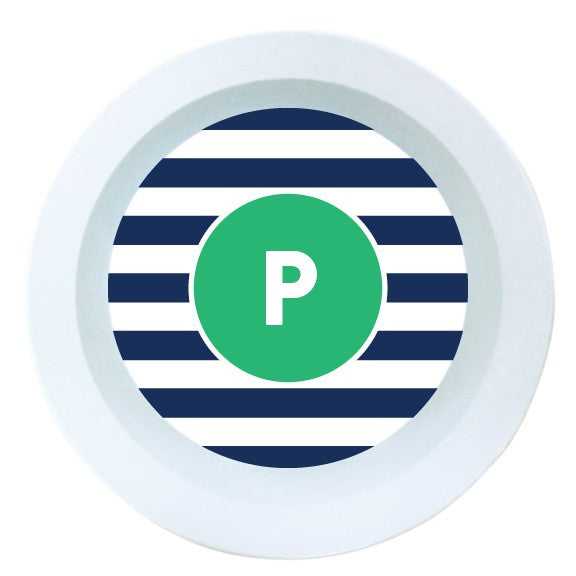 Navy Stripe Melamine Round Bowl