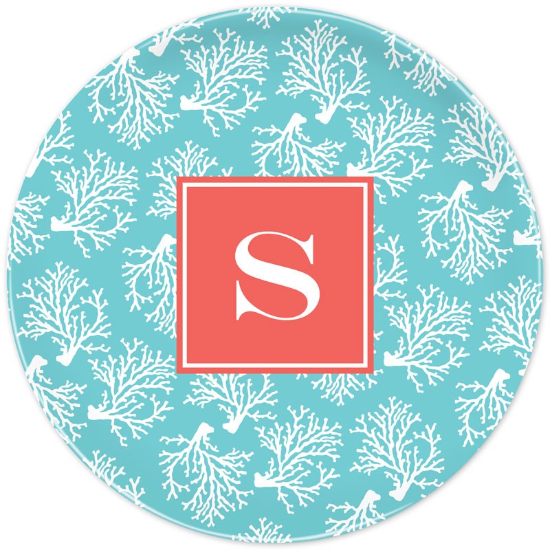 boatman geller coral repeat teal plate