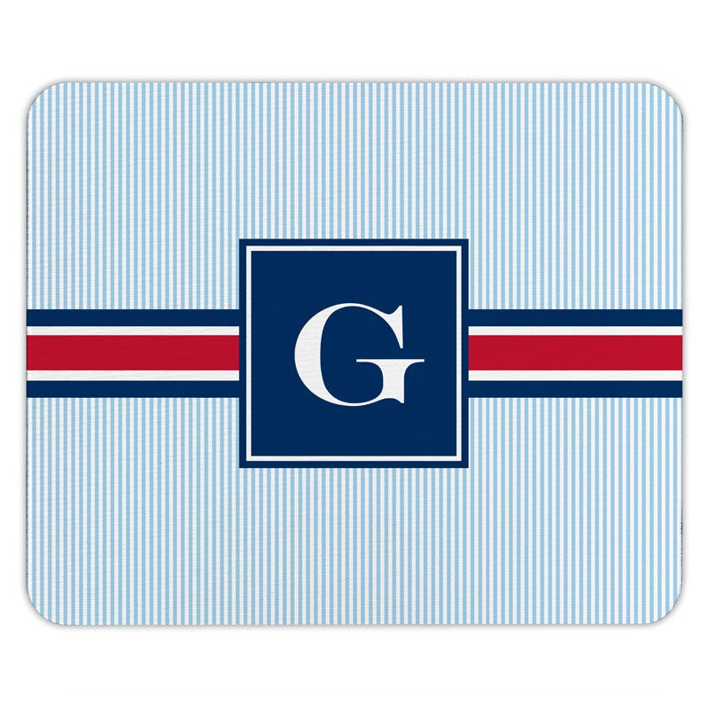 boatman geller seersucker band red & navy mouse pad