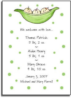 personalized invitations  3 peas in a pod