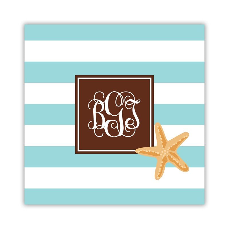 stripe starfish square paper coaster set of 50