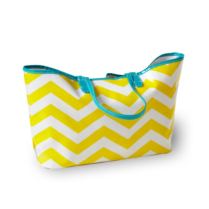 wellie chevron market tote - green, grey or yellow