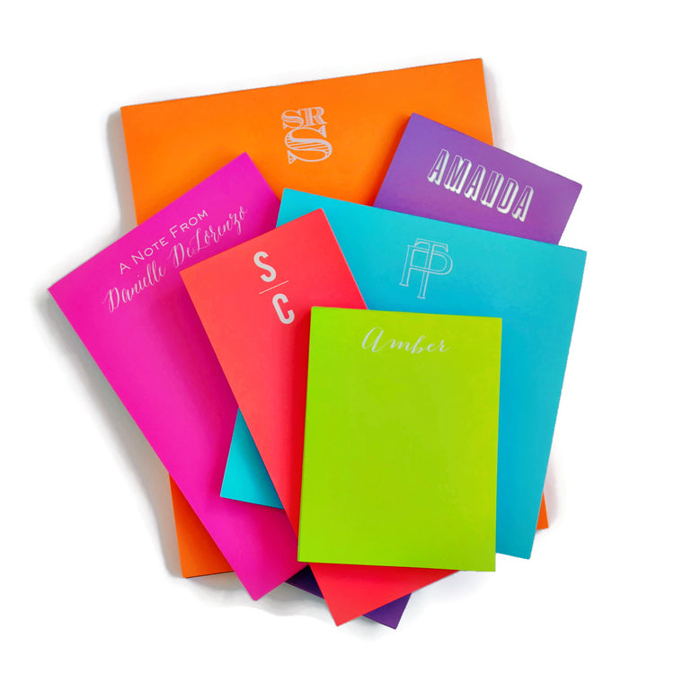 White on Bright Personalized Letter Note Pad