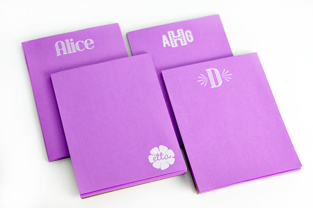 White on Bright Personalized Small Note Pad