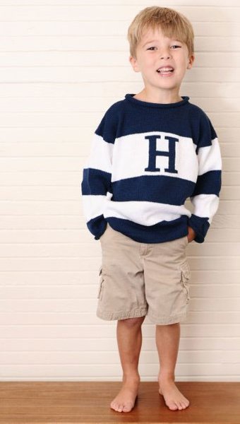 wide stripe initial sweater