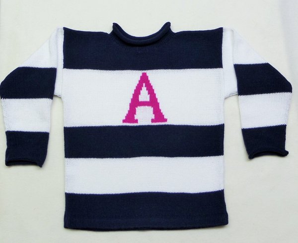 wide stripe initial sweater