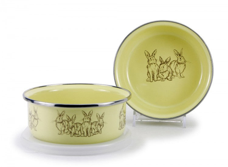 yellow bunny dish keepsake set and box (plate, mug, & bowl)